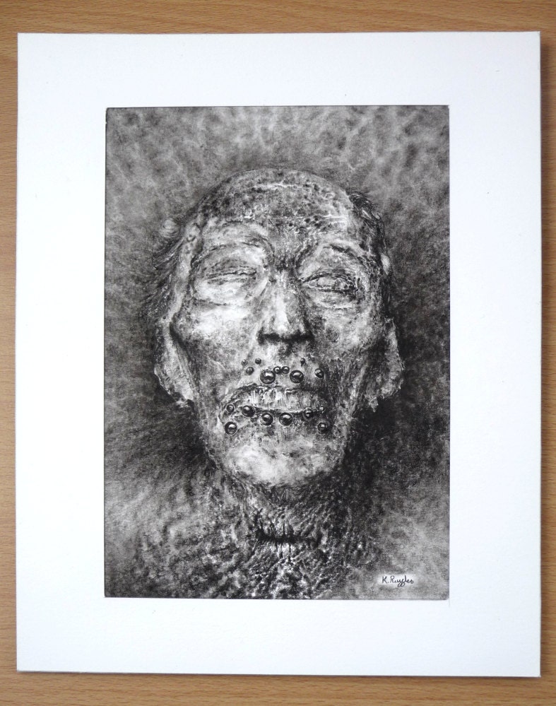 Original charcoal drawing, dark, horror, halloween, Portrait of Stephen