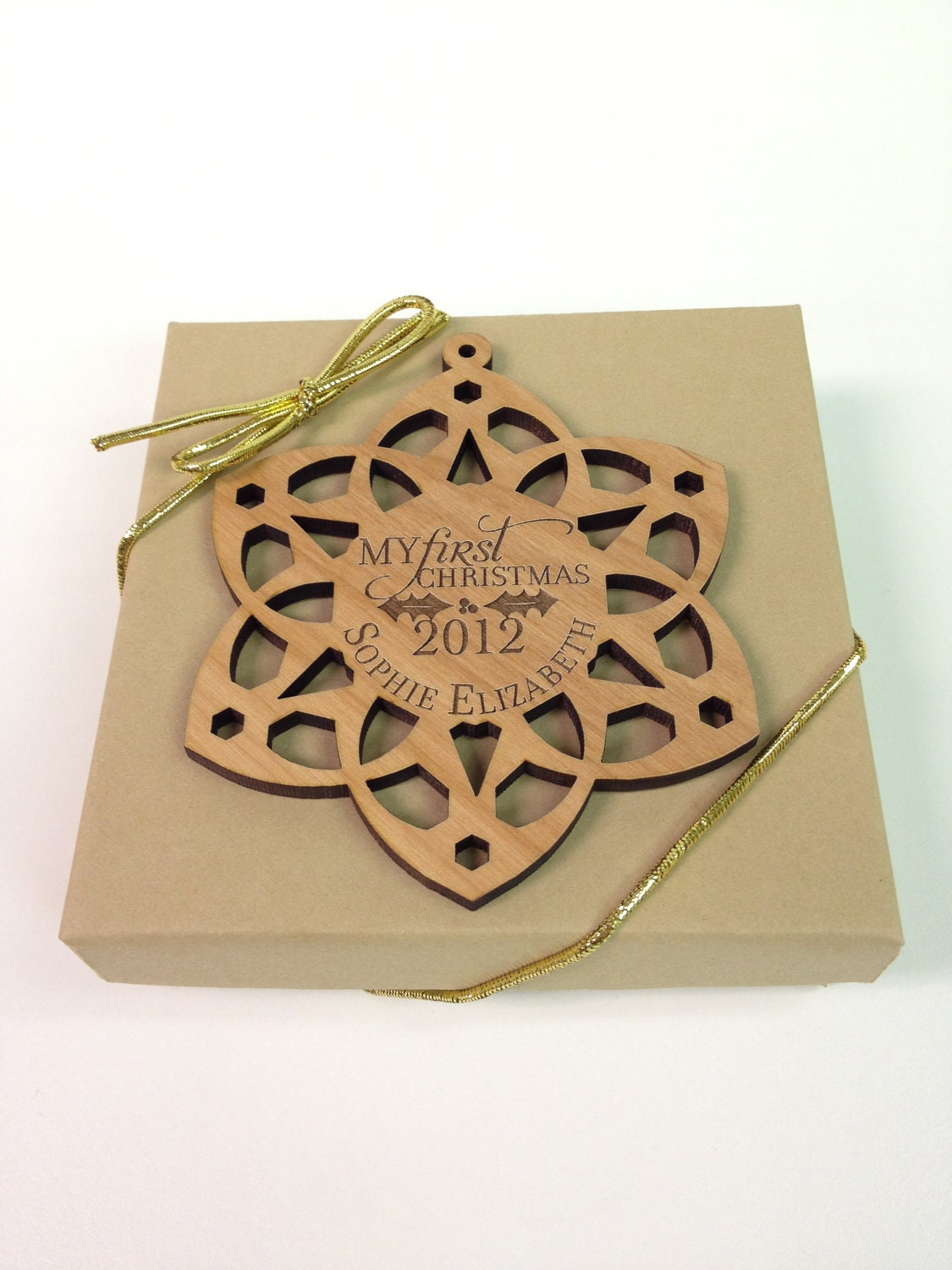 Custom Wooden Baby's First Christmas Snowflake Ornament Laser Engraved - UrbanTimberWoodworks