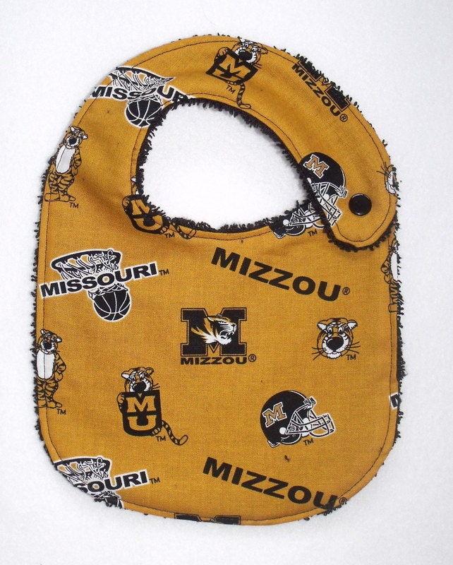 MU University of Missouri Mizzou baby Tiger logo bib boy or girl