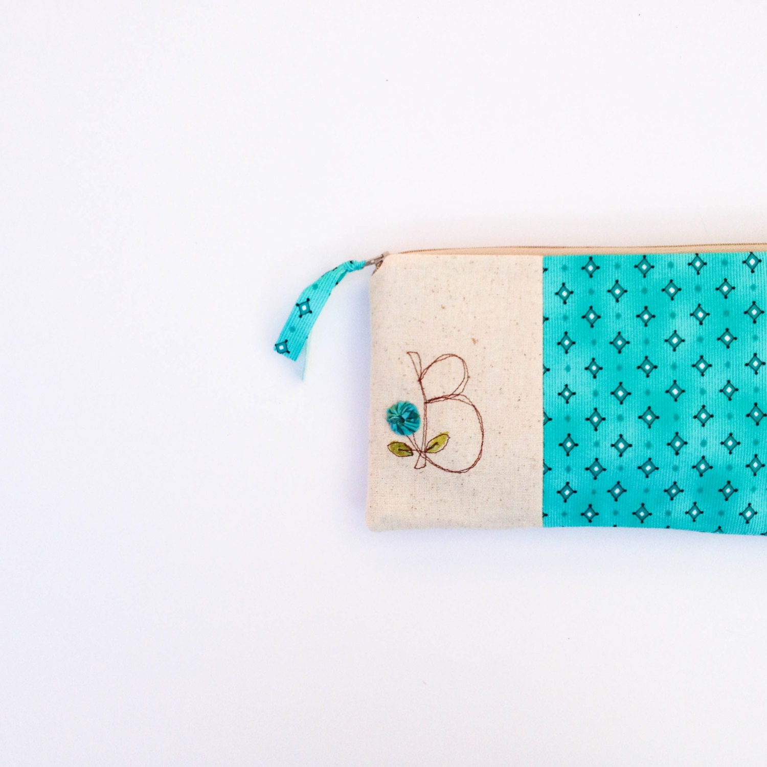 tiffany blue initial clutch, personalized gift for bridesmaid, wedding purse, monogram letter B, MADE to ORDER