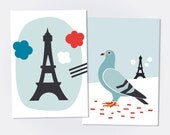 BONJOUR PARIS POSTCARD. Set of 2