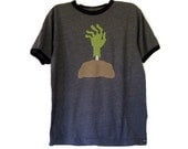 Zombie Shirt Eco Halloween Boys Clothing 10 Upcycled Ringer Tee by TrashN2Tees