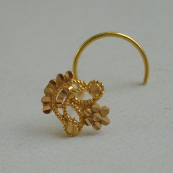 18k traditional design gold nose stud nosepin rajasthan india