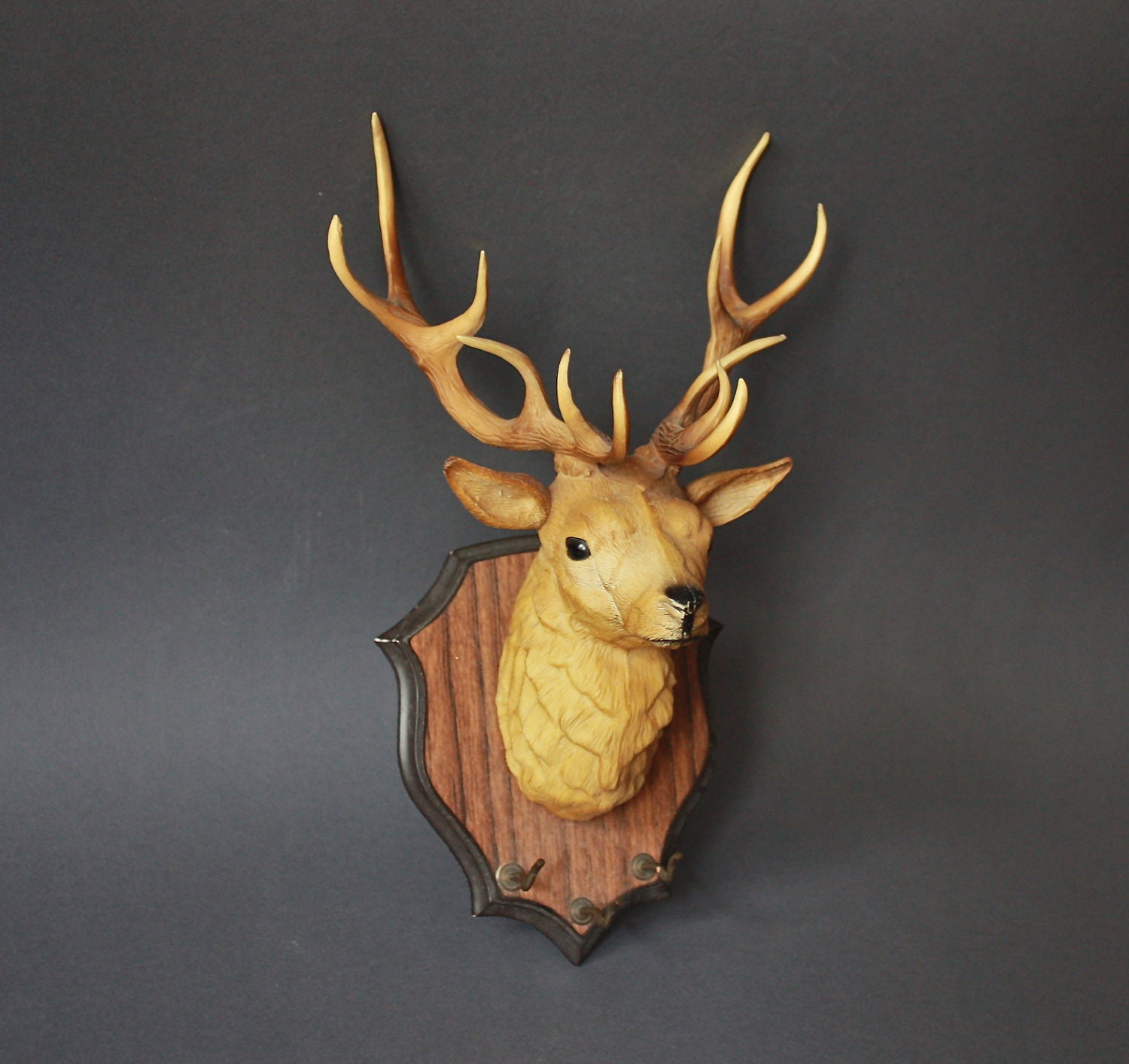Vintage Faux Taxidermy Mounted Deer Head Key Hanger