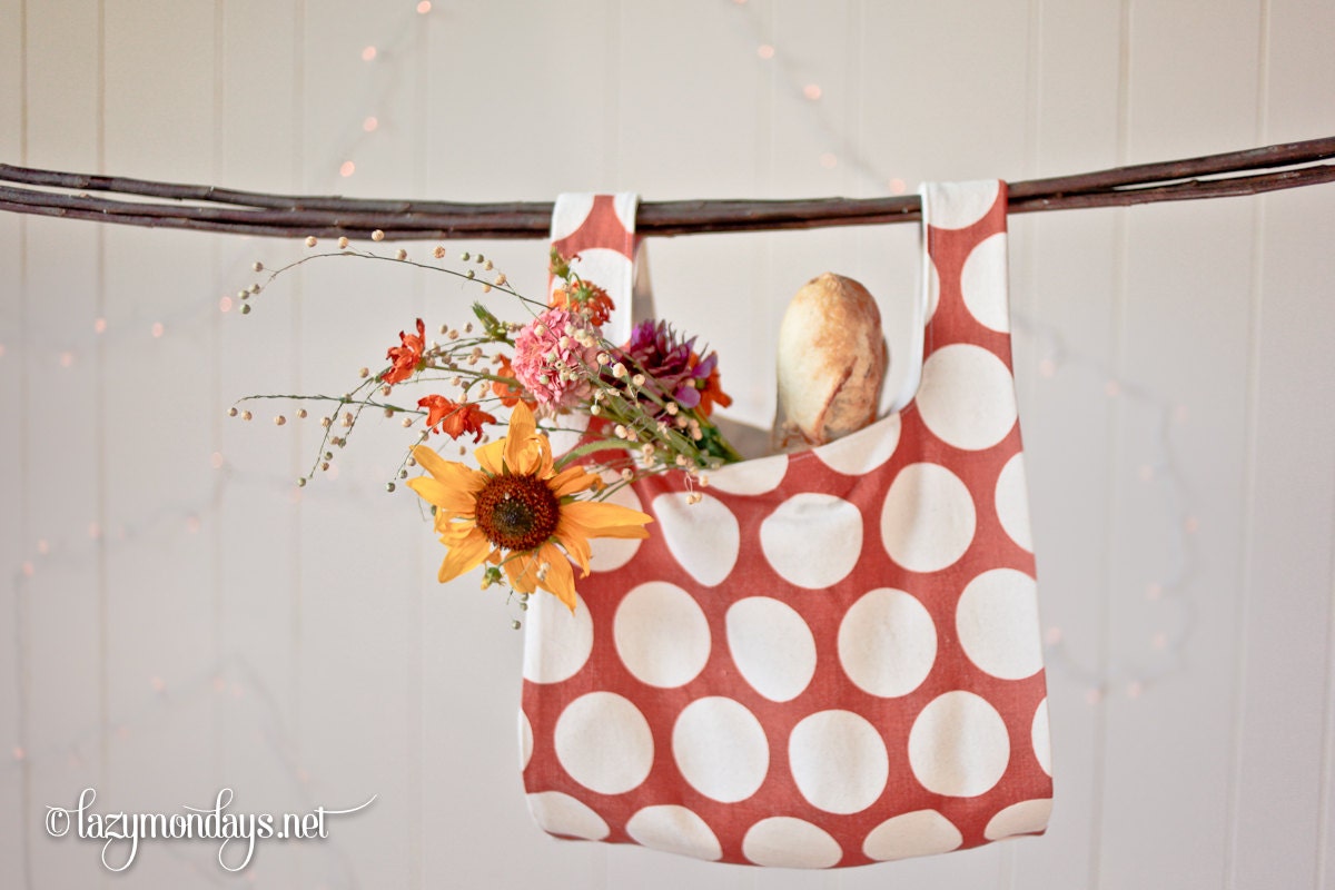 Overstock Sale - Orange Polka Dot Market Bag