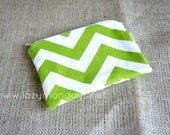 Green and White Chevron Medium Zip Pouch