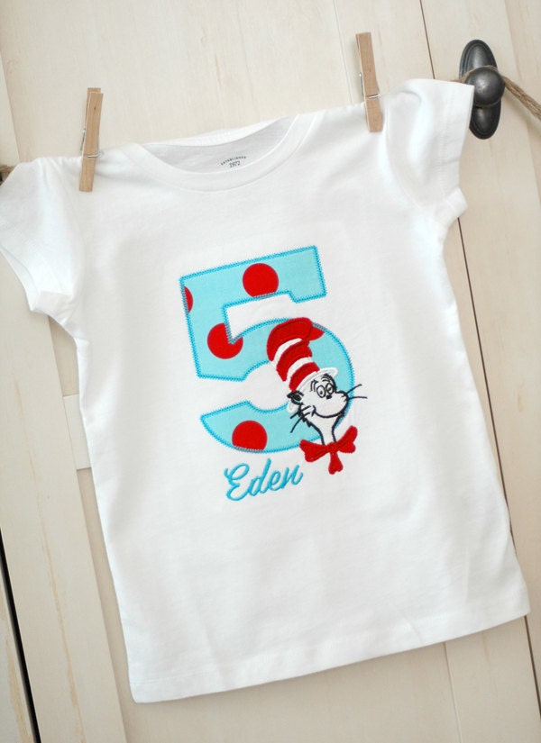 Cat in the Hat Dr Seuss Birthday T-Shirt Onesie Bodysuit - Free Personalization