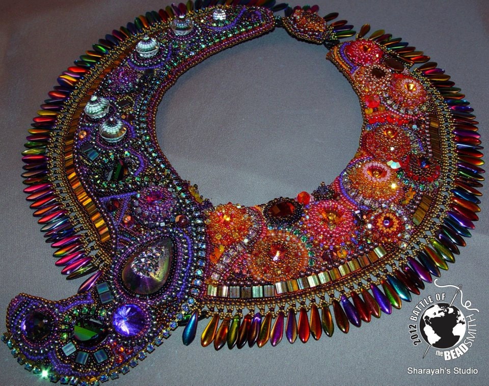 CARNIVAL Bead Embroidery Necklace: MADE to ORDER