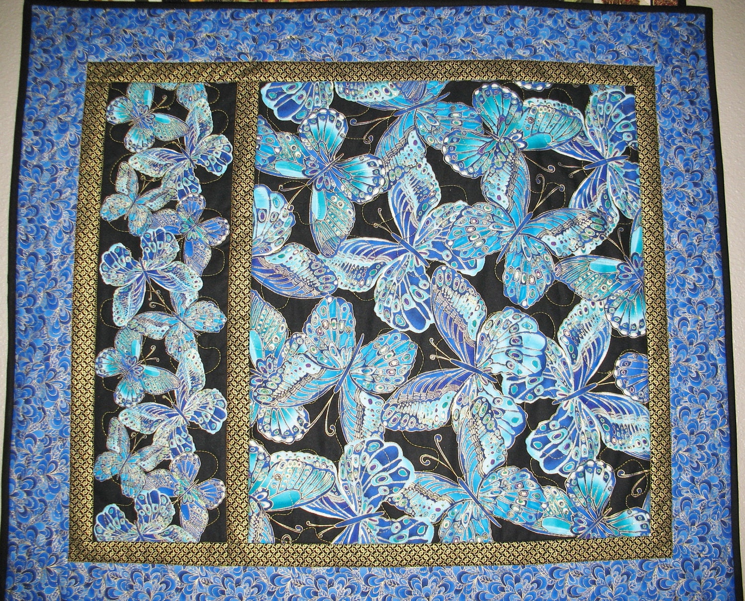 Butterfly Wall Art Quilted or Table Topper in Timeless Treasures Shimmer Fabric Line