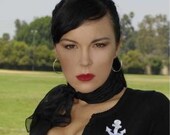 Black Rockabilly 50's Style Hair n' Neck Chiffon Scarf