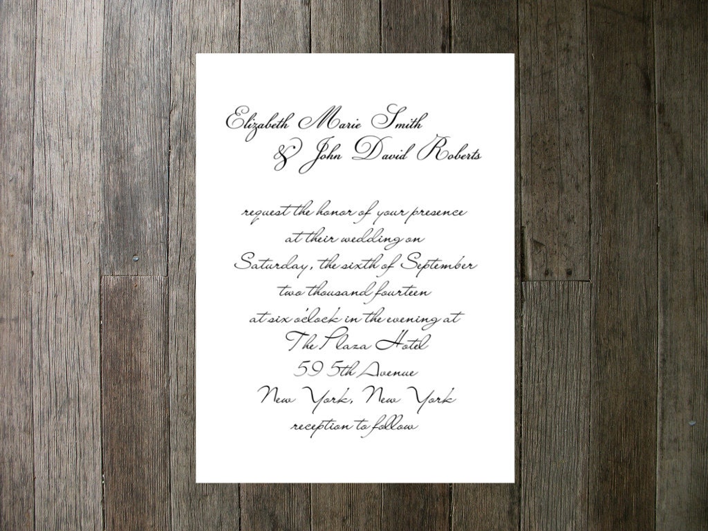 Printable Wedding Invitation - Simple Modern Script