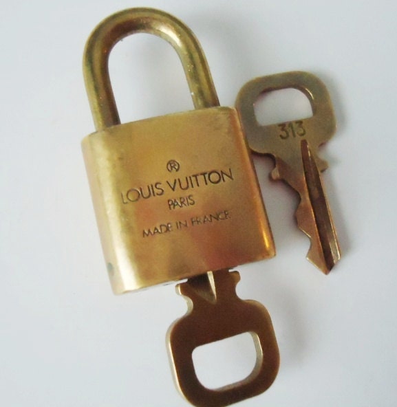 Authentic Vintage Louis Vuitton Gold Tone Handbag Lock and Key - Lock and Key - Vintage Luois Vuitton - Locks and Keys