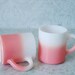 Two Pink Milk Glass Coffee Mugs - Vintage Hazel Atlas Mugs - Pair of Milk Glass Coffee Cups