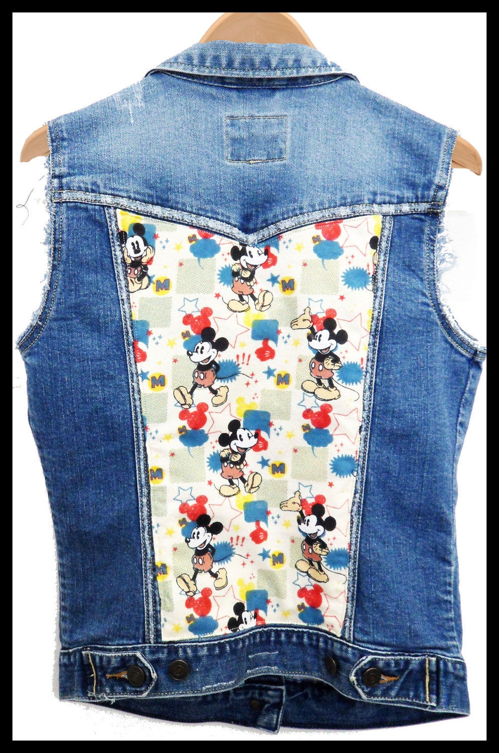 Disney Denim Vest Retro Mickey Mouse Refashioned by bambiFALANA