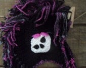 Crochet Mohawk Hat with earflaps beanie  Monster High Skull