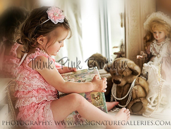 Pink and white lace petti romper-lace petti romper-lace romper-ruffled romper, MANY COLORS available in our store.