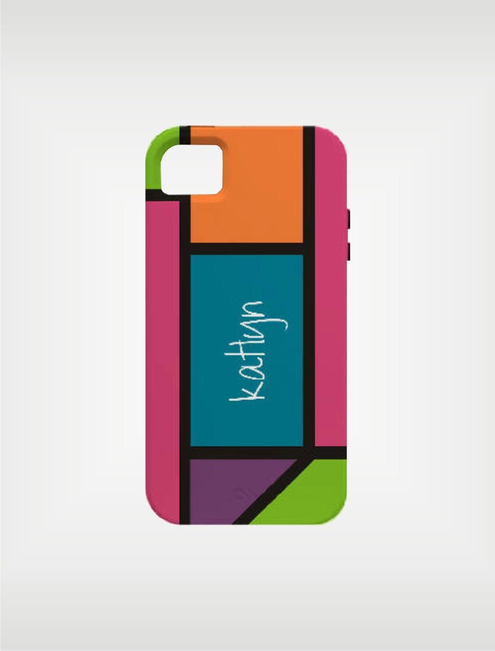 Personalized iPhone 5 Case or Samsung Case 4 / 4S or 3G - neon colorblock - original design by a drop of golden sun