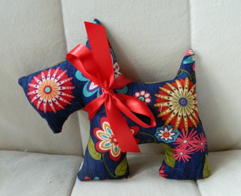 Stuffed Softie Dog - Blue Floral
