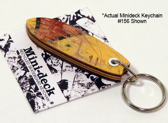 Recycled Skateboard Keychain No.156 - "Cruiser" shape