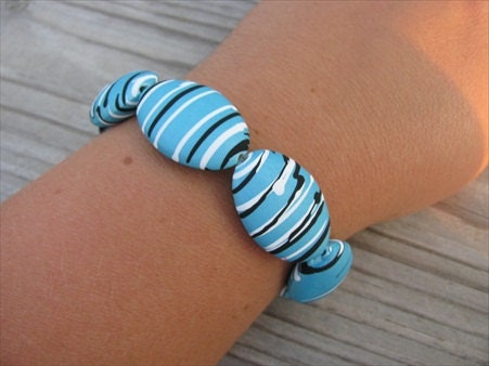 BRACELET SALE- Light Blue Beaded Bracelet- large beads
