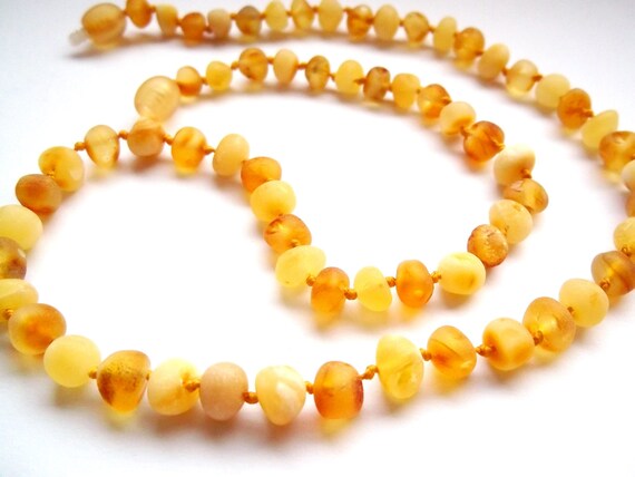 Unpolished Light colour Baltic Amber  Necklace.  17.7 inches.