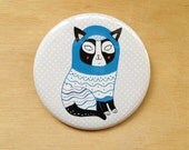 Cat Pocket Mirror - Ingrid the Snow kitten - Birthday present, spring gift, for her