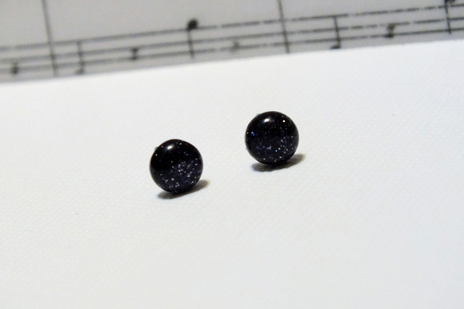 Surgical Steel Blue Goldstone Stud Earrings