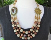 Vintage Cameo Necklace, Pearl and Crystal Statement Necklace - SALE - The Gilded Lady