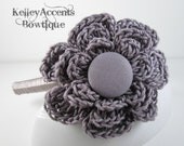 Gray Crochet Flower Headband