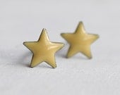 Star Earrings ... Yellow Space Planet Astrology Tiny Gold Post Vintage Studs
