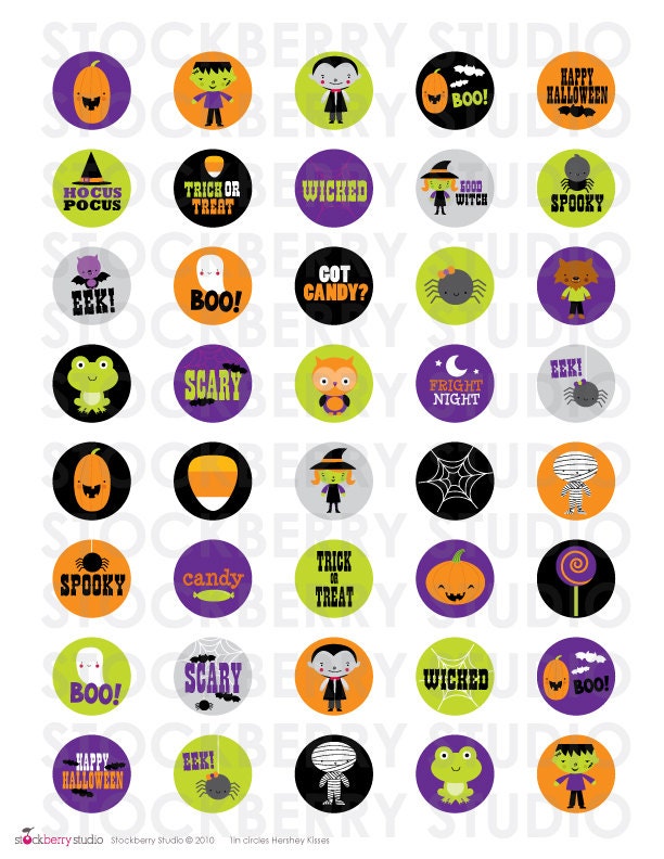 Halloween 1inch Circles Digital Collage Sheet Il_570xn