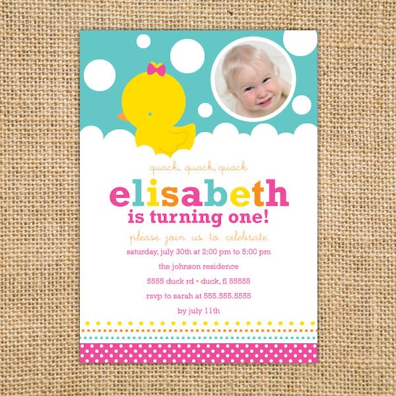 Girl Rubber Ducky Birthday Custom Printable Invitation Il_570xn