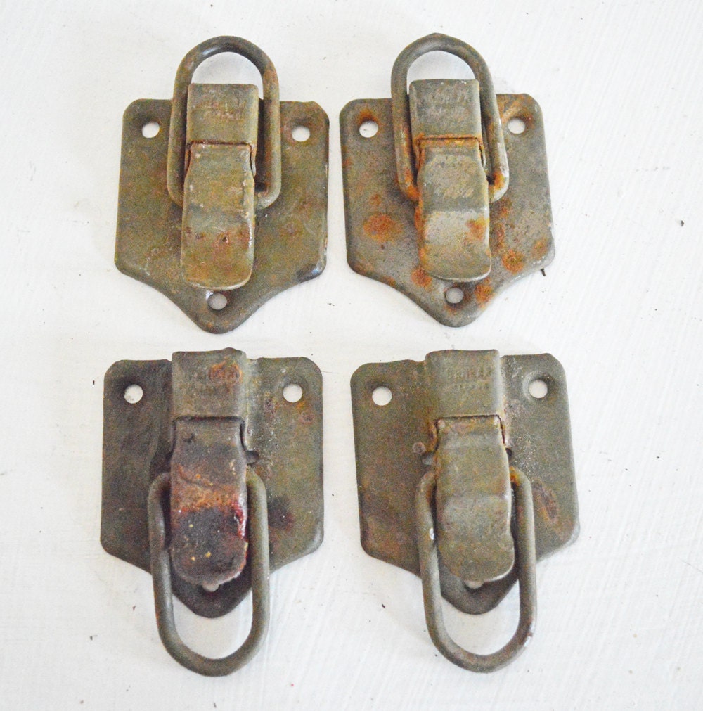 Large Vintage Metal Clasps Rusty Industrial Rustic Patina Silver Brown Salvage Mixed Media Assemblage Parts