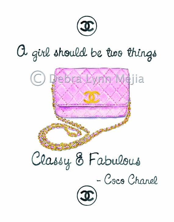 Classy & Fabulous Coco Chanel Quote - Pink Purse Print