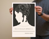 Illustration, Virginia Woolf Quote, Fine Art Prints andArt Posters, Black and White, Silhouette Art, Woman Drawing