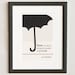 Illustration, J.D. Salinger Quote, Fine Art Print and Art Posters, Umbrella Art, Umbrella Drawing, Poet Art, Spring Decor, Weather Art