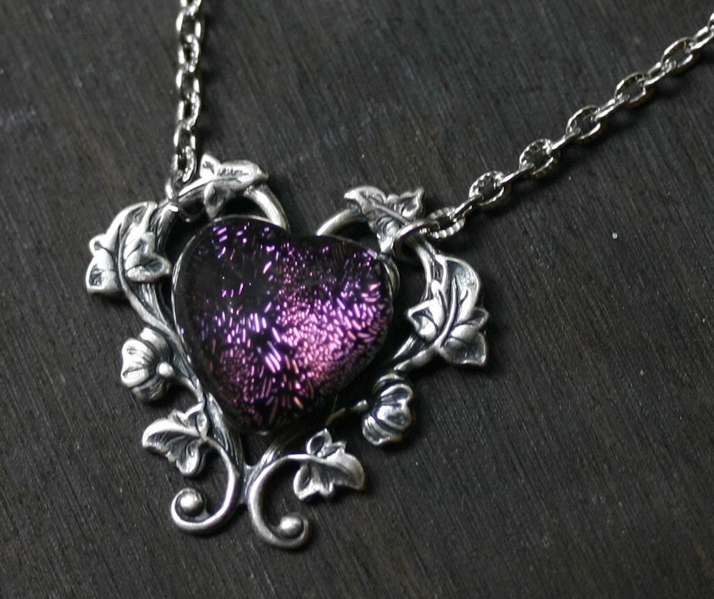 Silver Rose Ring with Amethyst Crystal - Neo Victorian Steampunk Adjustable