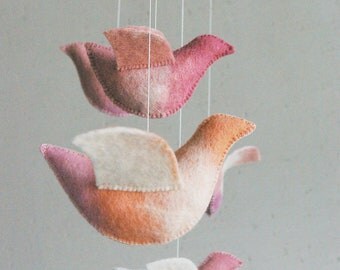 Baby crib mobile - nursery mobile - Birds mobile - UNDER the LOVE TREE - baby gift - pure eco - made to order
