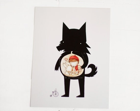 Red riding hood - 6x8 cute fairy tale print