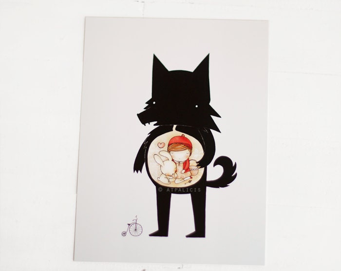 Red riding hood - 6x8 cute fairy tale print