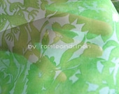 silk fabric, Spring green floral print Silk Organza, one yard by 42" - ramieandlinen