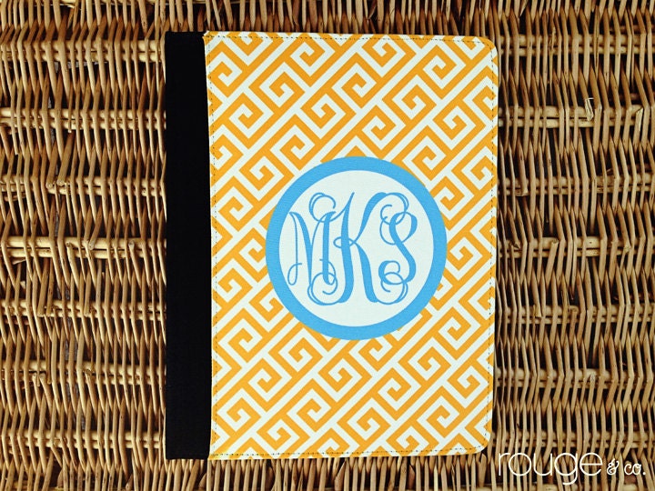 iPad2/3 folio case - GREEK pattern with custom monogram