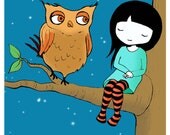 Owl girl print