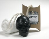 Pirate Skull-On-A-Rope - Black as a Pirates Heart  Soap On A Rope Skull