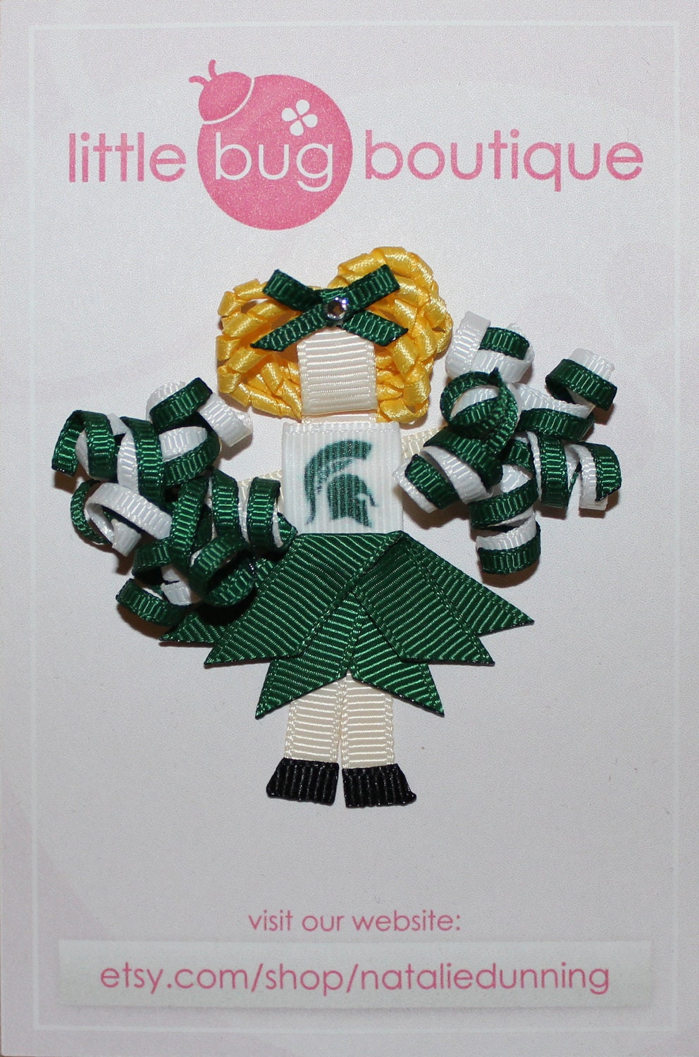 MICHIGAN STATE Spartans- university college- Custom CHEERLEADER Hair Clip Bows