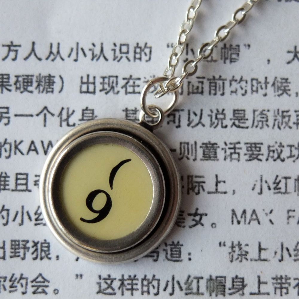 Typewriter key necklace number 9