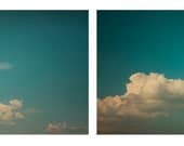 Cloud Set of 2, SAVE 20% OFF 8x12 Fine Art Photography Prints Dreamy, Whimsical Cloud photos Summer Home Decor Wall Art Teal Blue