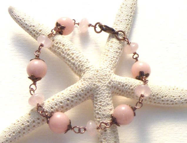 Pink Bracelet.  Rose Quartz Bracelet. Pink Jade Bracelet.