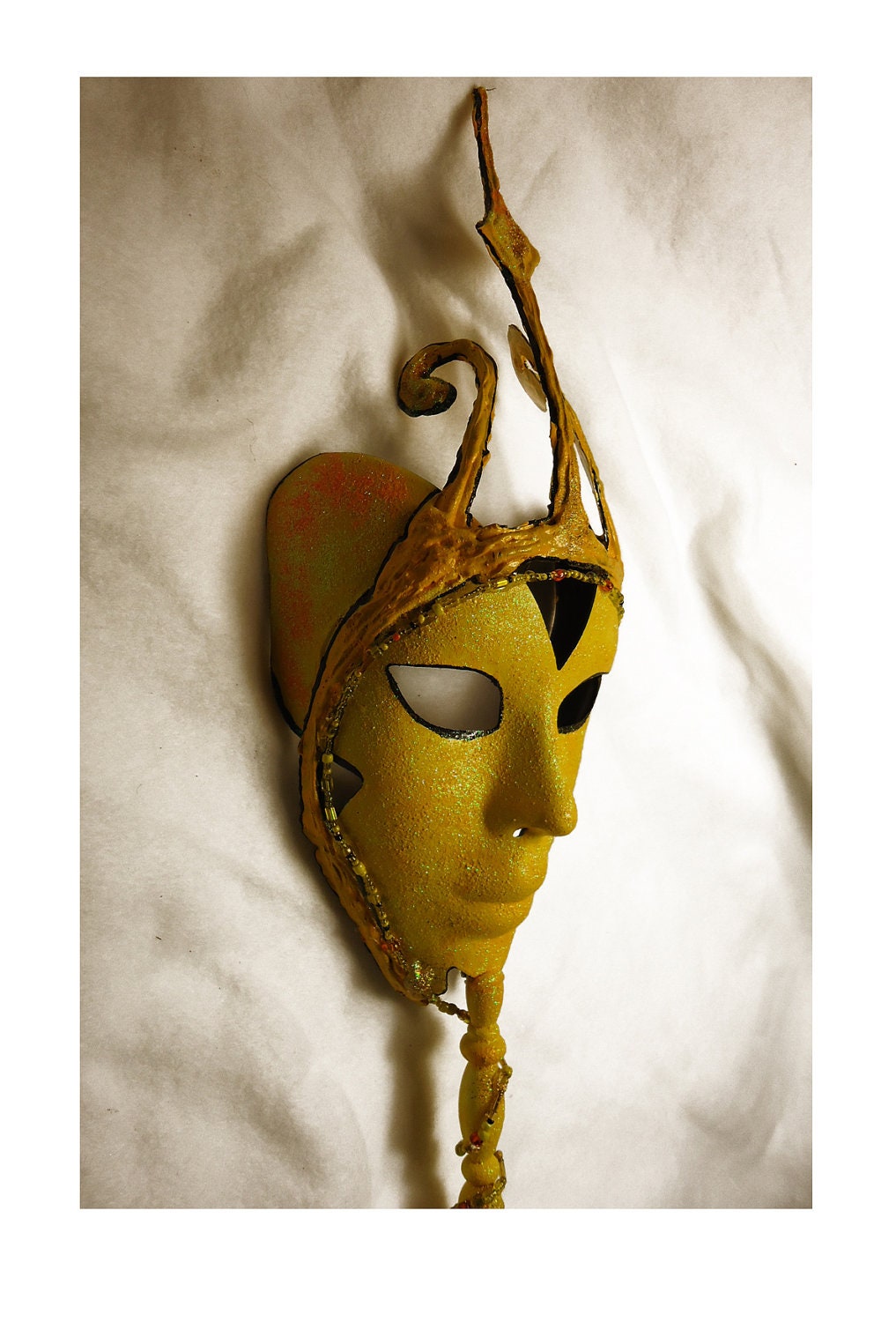 bright yellow Bumble Bee Queen, Masquerade Mask, Halloween mask, Yellow and black, Masked gala, Masked ball, Costume mask