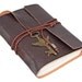Brown Vegan Faux Leather Journal with Winged Clock Charm Bookmark